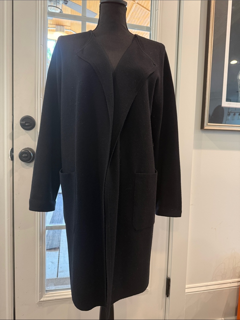 J Crew Juliet Long Open-Front Knit Black Sweater Coat (Coatigan)